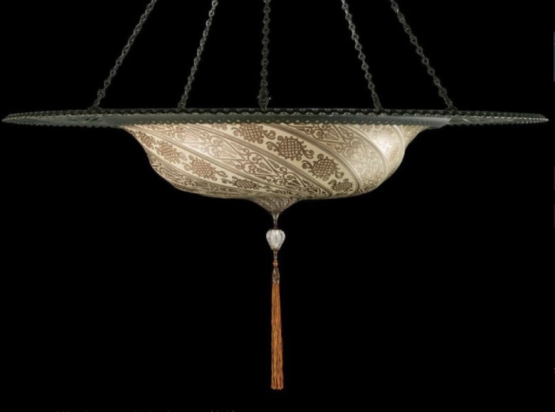 Venetia studiumvScudo Saraceno silver classic glass lamp with metal ring 吊灯