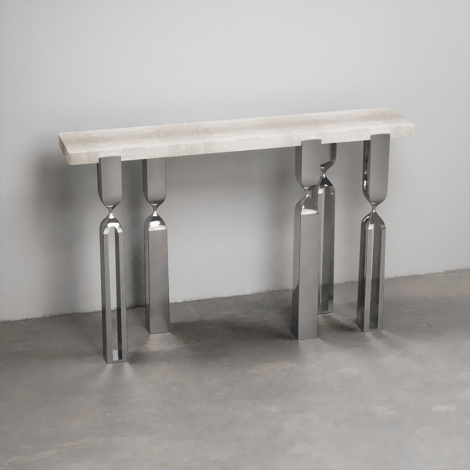 KIFU PARISRhapsody Console with Polished Steel Legs控制台